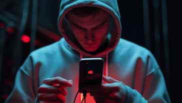 Un hacker exploite une faille pour pirater un téléphone de la marque Apple.